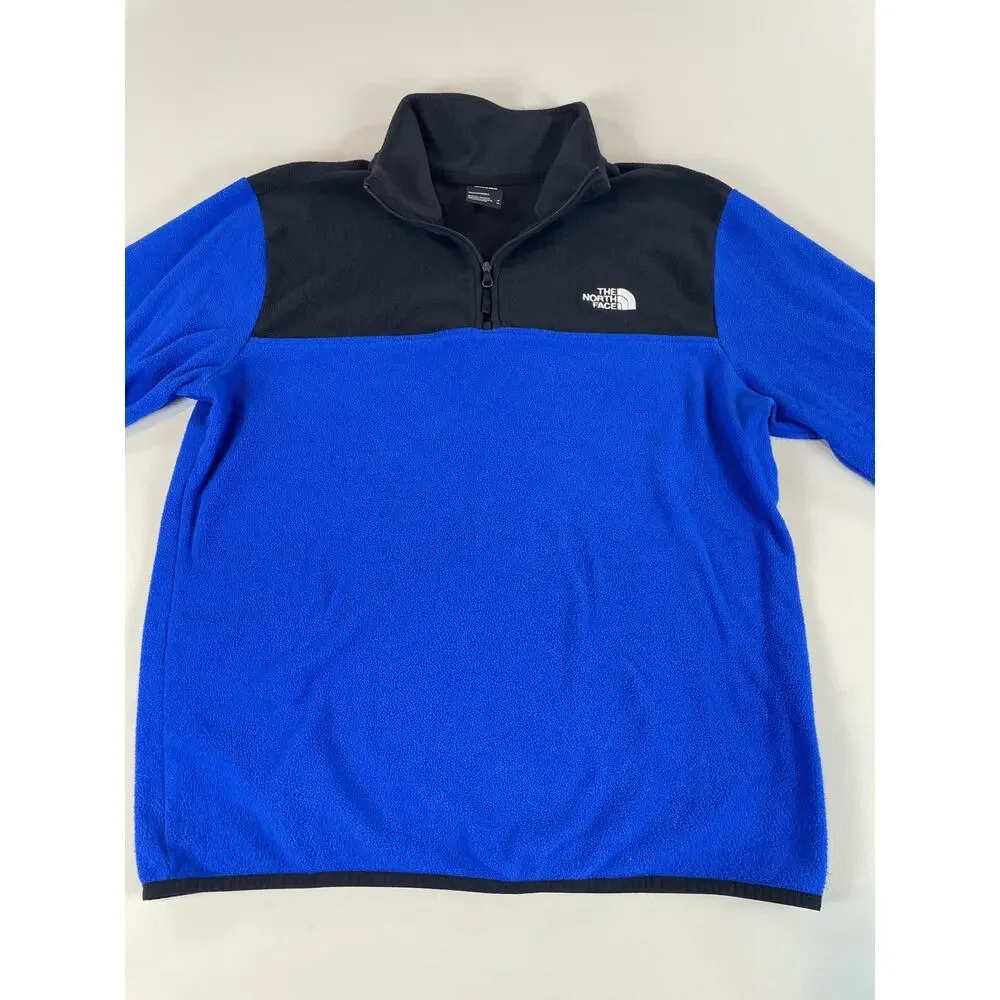 The North Face Black & Blue Colorblock Quarter Zip White Logo Size M